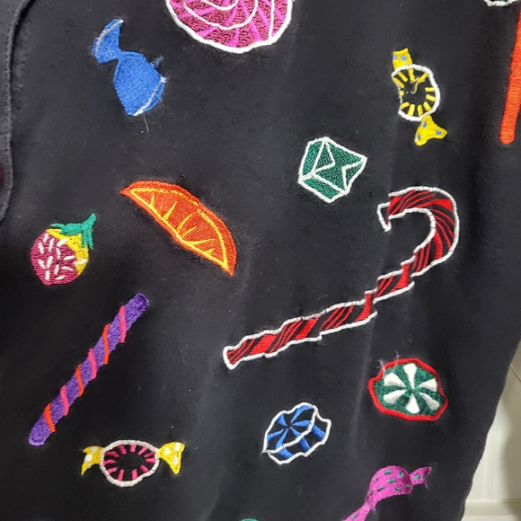 VTG Michael Simon Christmas Embroidered Candy Button Up Cardigan Women's M - Picture 6 of 9